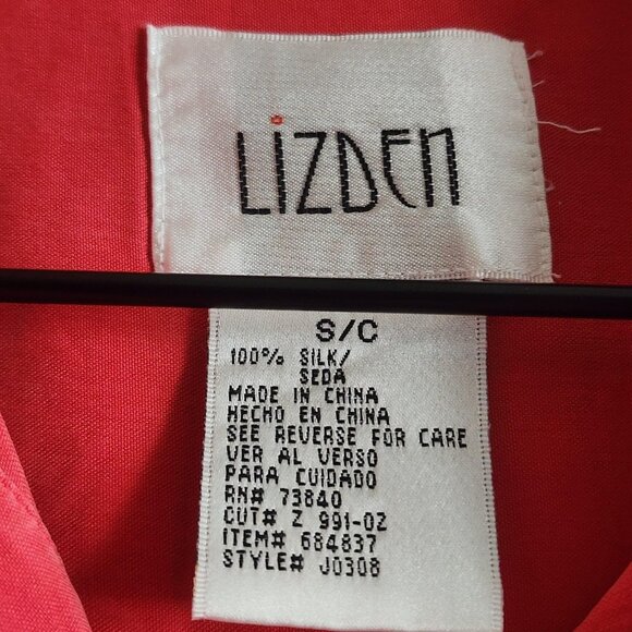 Vtg Lizden Shirt Womens Small Pink Button Front 100% Silk Long Sleeve Pocket Top - Picture 4 of 9